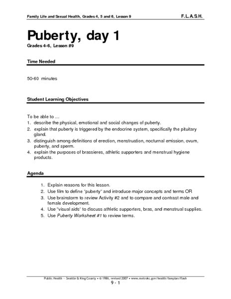 Puberty Lesson Plans And Worksheets Lesson Planet
