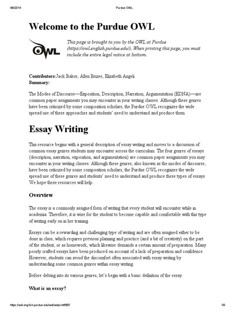 Purdue Owl Essays Narrative