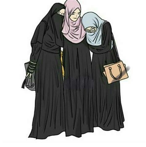 34 Gambar Kartun Muslimah Bercadar Dengan Sahabat Design Kartun