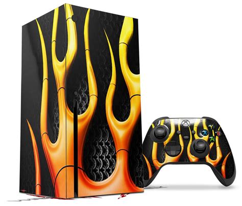 Xbox Series X Console Controller Bundle Skins Metal Flames Wraptorskinz