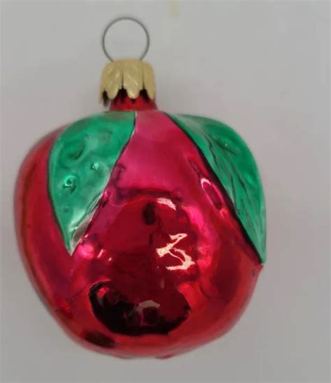 Vintage West Germany Blown Mercury Glass Red Apple Christmas Ornament Gold Cap Picclick