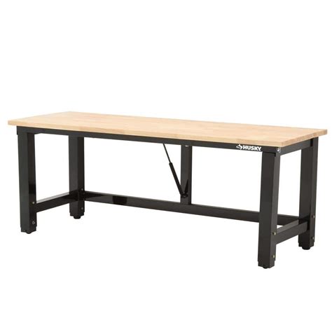 Buy 6 Ft Folding Adjustable Height Solid Wood Top Workbench In Black