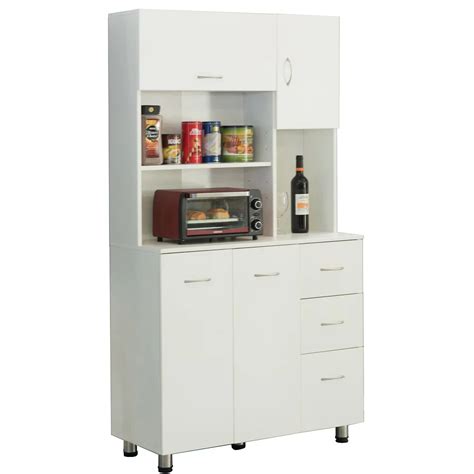 Basicwise Kitchen Pantry Storage Cabinet With Doors And Shelves White