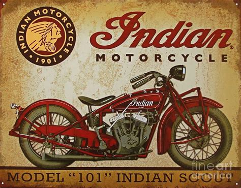 Old Vintage Indian Motorcycle Advertising Sign Photograph By Pd Fine