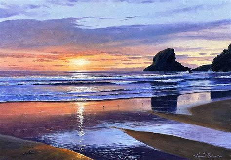 Sunset Trevone Vincent Basham Seascape Artist Cornwall