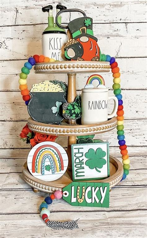 St Patricks Day Tiered Tray Signs St Patty Gnome Tiered Etsy Tray