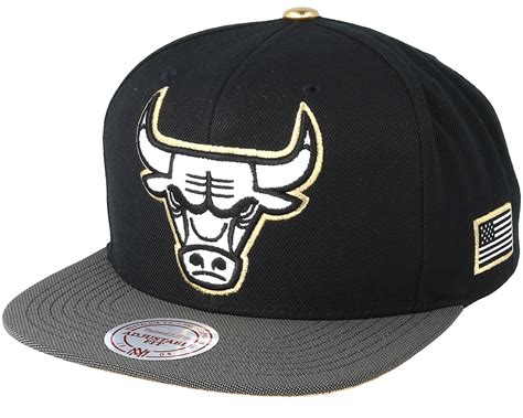 Chicago Bulls Gold Tip Black Snapback Mitchell And Ness Hatstorees