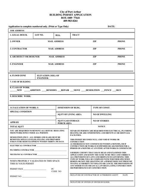 City Of Port Arthur Permits Fill Online Printable Fillable Blank