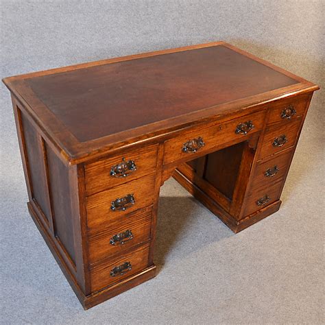 Antique Desk Victorian English Oak Twin Pedestal Antiques Atlas