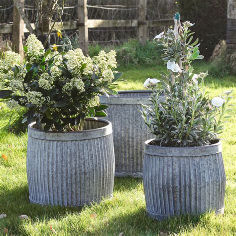 Large Galvanised Metal Planters Dolly Tub Outdoor Plant Pot Ph