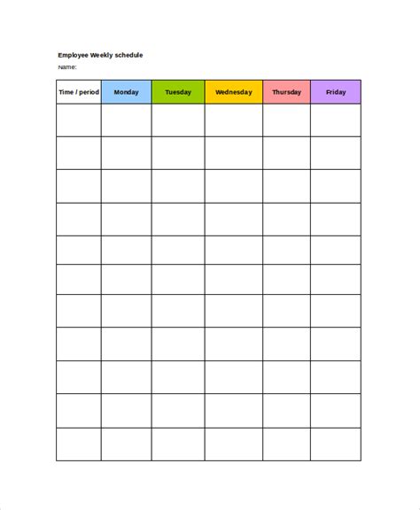 Free 12 Sample Employee Schedules In Ms Word Pdf