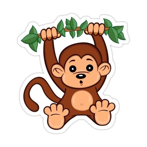Cute Cartoon Monkey Sticker By Toonanimal Monkey Stickers Cartoon