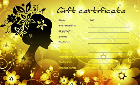 sparking salon gift certificate template
