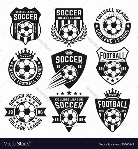 Soccer Set Of Black Emblems Or Logos Royalty Free Vector