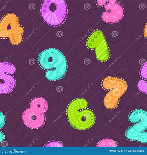 Cute Childish Seamless Pattern With Colorful Numbers Stock Vector