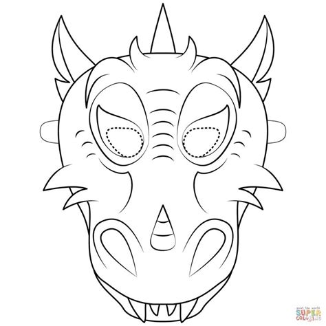 Punch holes on both sides of the mask and attach an elastic string. Dragon Mask coloring page | Free Printable Coloring Pages ...