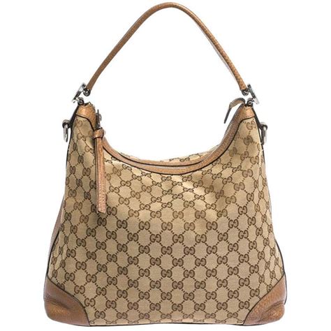 Gucci Brownbeige Gg Canvas And Leather Miss Gg Original Hobo At