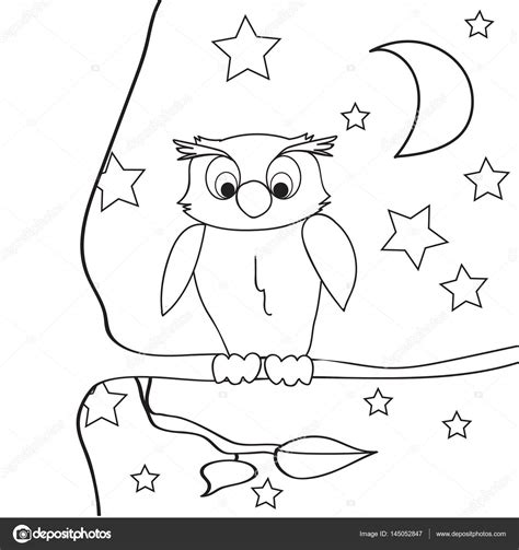 Owl outline coloring night ⬇ Vector Image by © zolotons@mail.ru