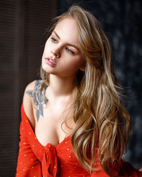 Wallpaper Anastasia Scheglova Max Pyzhik Model Blonde Portrait Depth Of Field Looking