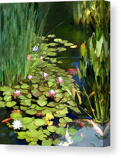 Water Lilies And Koi Pond Canvas Print Canvas Art By Elaine Plesser