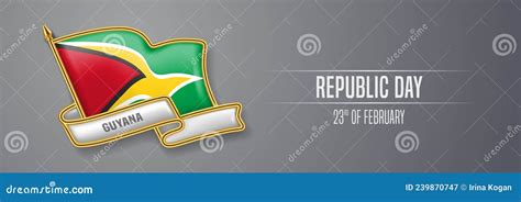 Guyana Happy Republic Day Greeting Card Banner Vector Illustration