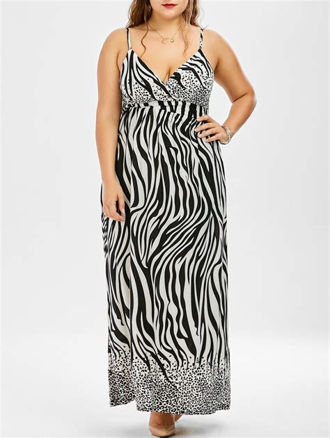 41 Off 2021 Zebra Print Plus Size Maxi Dress In Black Dresslily