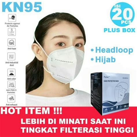 Jual Masker Kn95 N95 5ply Hijab Headloop Grade Medical Bedah Non Medis