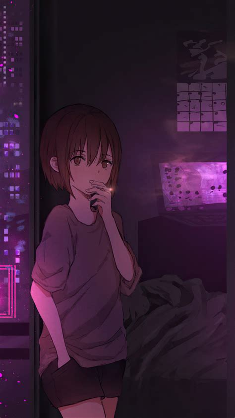 1440x2560 Anime Girl City Night Neon Cyberpunk 4k Samsung