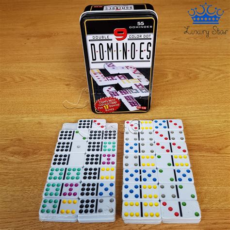 Domino 55 Fichas Color Doble 9 Juego Mesa Caja Metalica - Rubik Cube Star