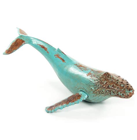 Pacifica Coastal Beach Turquoise Rust Reproduction Humpback Whale Sculpture