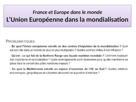 Ppt France Et Europe Dans Le Monde Lunion Européenne Dans La