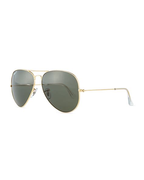 Ray Ban Original Aviator Polarized Sunglasses Goldgreen Neiman Marcus