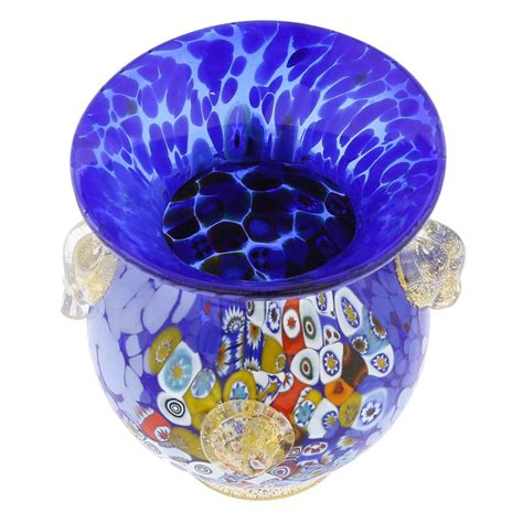 Murano Glass Vases Murano Glass Millefiori Urn Vase With Lion Heads Blue Urn Vase Vases