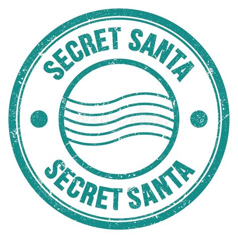 Secret Santa Text Written On Blue Round Postal Stamp Sign Stock