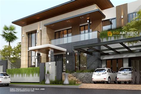 Denah Rumah Modern Lantai Desain Fasad Tropis Minimalis