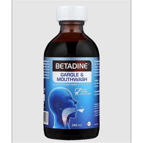 Betadine Mouthwash And Gargle 240ml For Ulcer And Sore Throat Mint