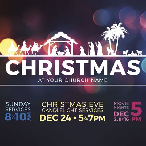 Christmas Bokeh Nativity Invitecard Church Invitations Outreach