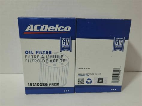 2 Pack New Genuine Ac Delco Pro Pf52e Engine Oil Filter Gm 19210286