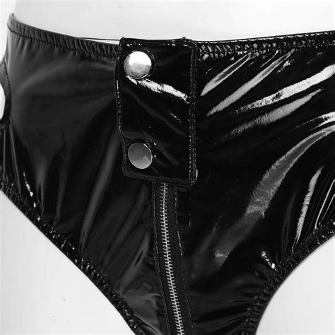 Black Zipper Crotch Shiny Panties Kinky Cloth