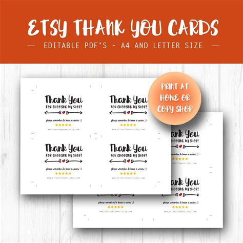 Etsy Shop Thank You Cards Instant Download Etsy Sellers Etsy Australia