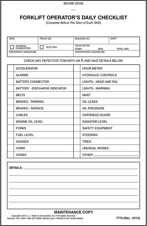 Printable Forklift Operator Evaluation Form