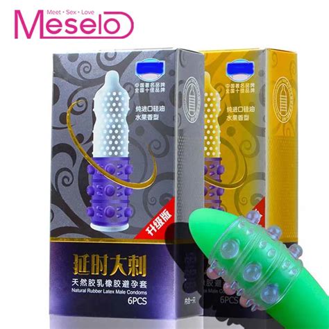 Meselo Natural Latex Condoms For Men Delay Pleasure Big Particles Penis Ring Extender Condoms