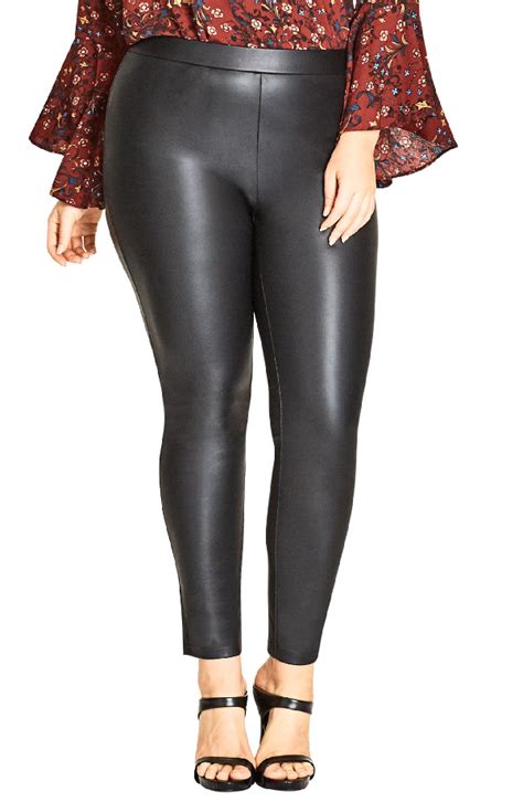 City Chic Trendy Plus Size Faux Leather Leggings In Black