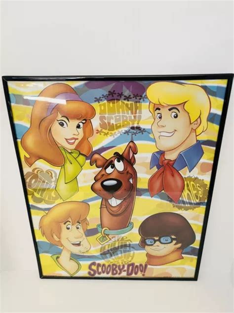 Vintage 2000 Scooby Doo Gang Hanna Barbera Warner Bros Poster Framed 16