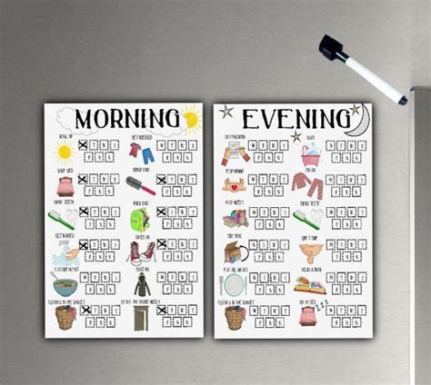 Morning And Evening Routine Charts Visual Schedule Kids Etsy In 2021