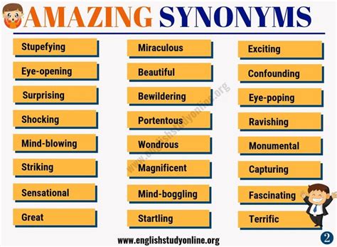 amazing synonym list   awesome words     amazing english study