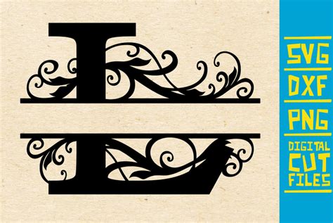 Alphabet Floral Split Monogram L Graphic By Svgyeahyouknowme · Creative