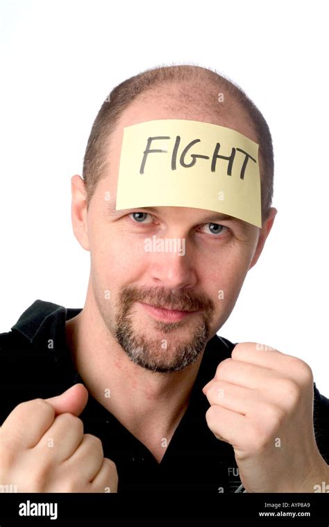 Man With Post It Note On Head Depicting Fight Fighting Anger Agression