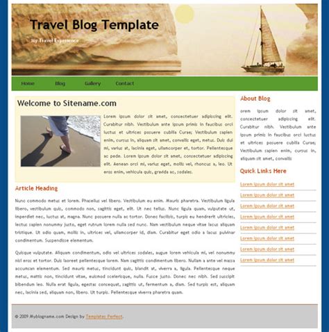 Free Travel Blog Web Template Templates Perfect