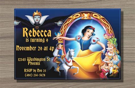 Invitations Paper Snow White And The Seven Dwarfs Themed Birthday Party
